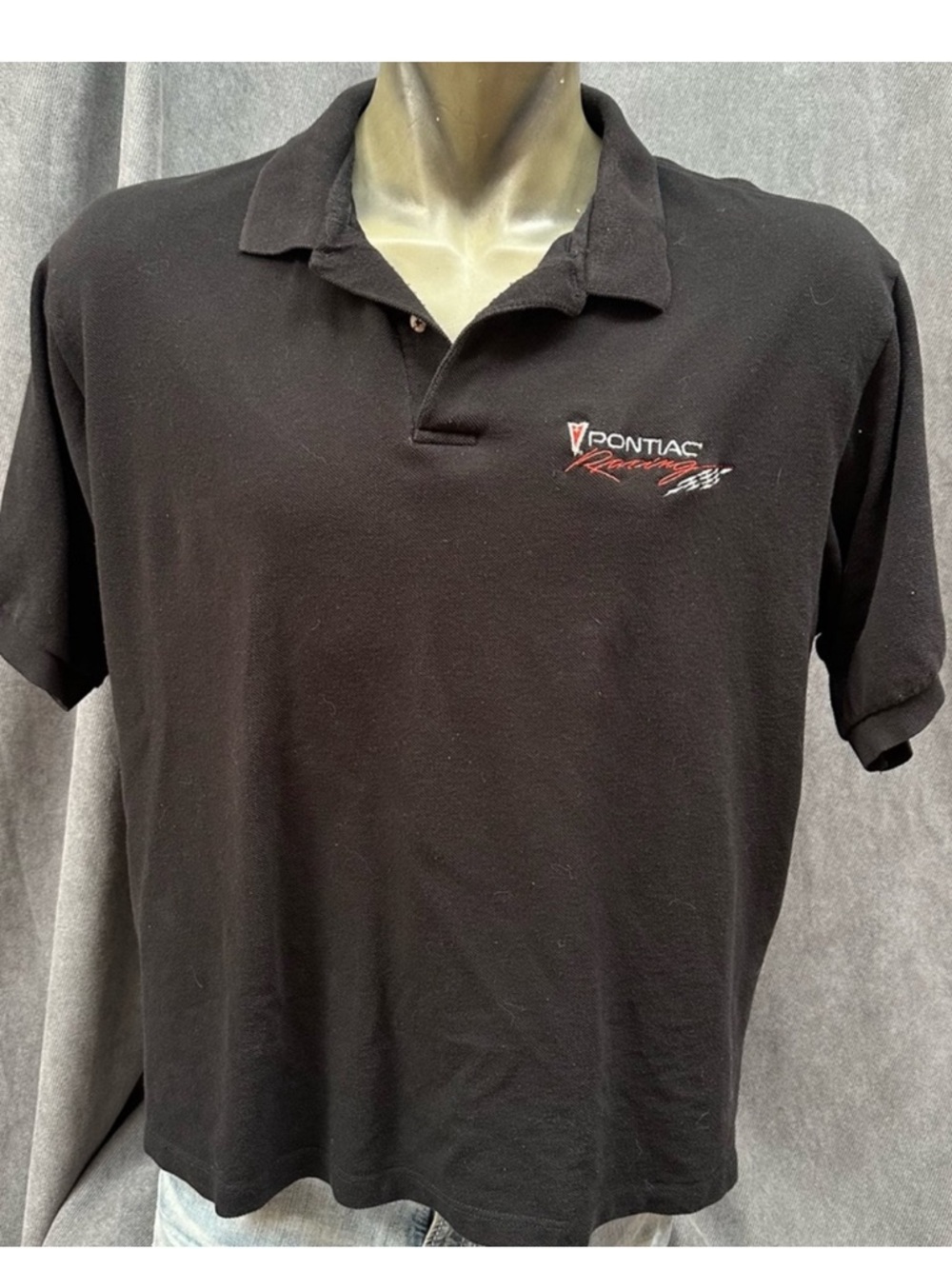 Vintage 90s Pontiac racing polo shirt XXL black